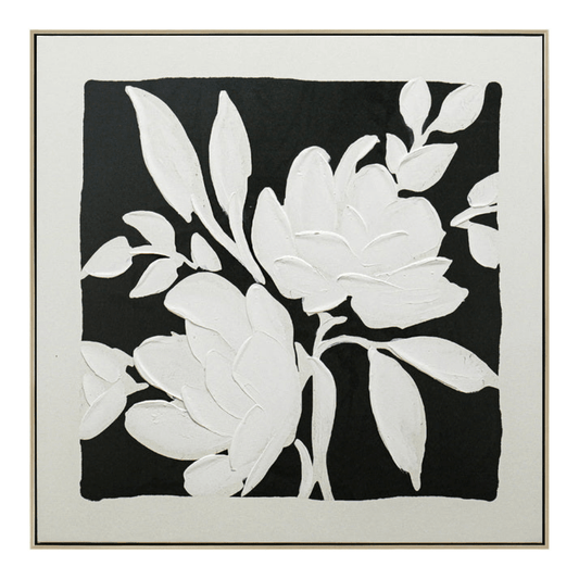 Black & White Blooms Framed Artwork 80cm | Luxury home decor and furniture by Home Decor & Co