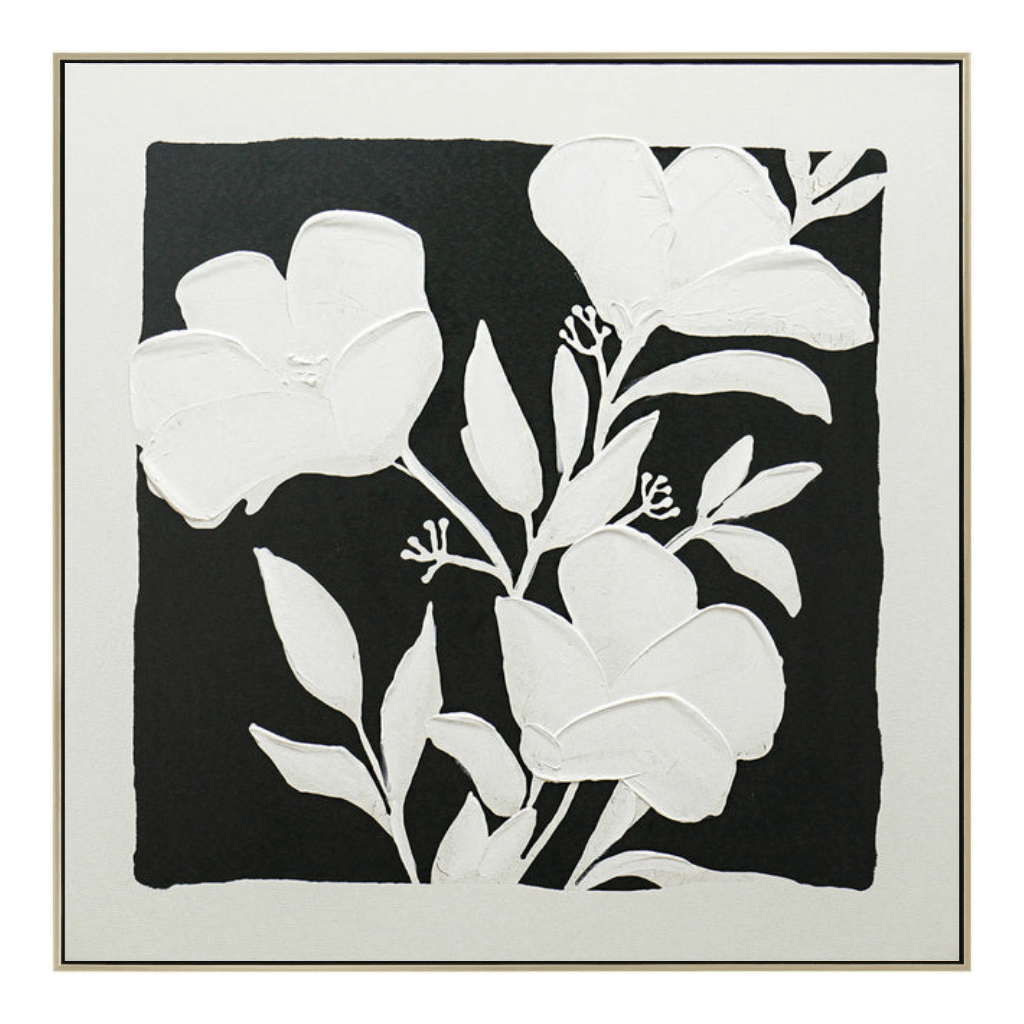 Black & White Blooms A Framed Artwork 80cm | Luxury home decor and furniture by Home Decor & Co