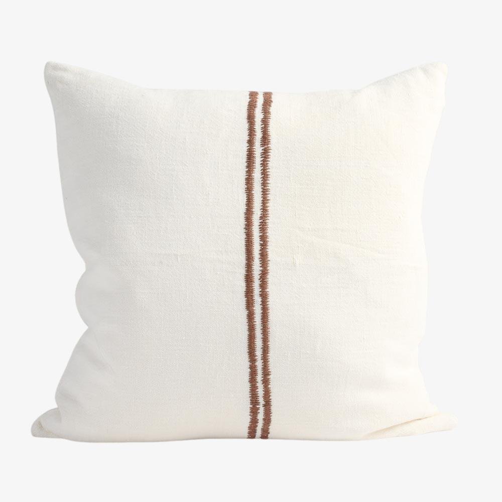 Orion Linen Cushion - Off White/Chocolate | Luxury home decor and furniture by Home Decor & Co