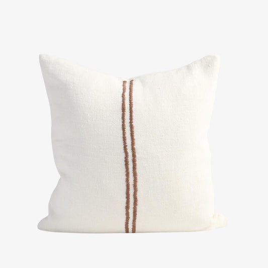Orion Linen Cushion - Off White/Chocolate | Luxury home decor and furniture by Home Decor & Co