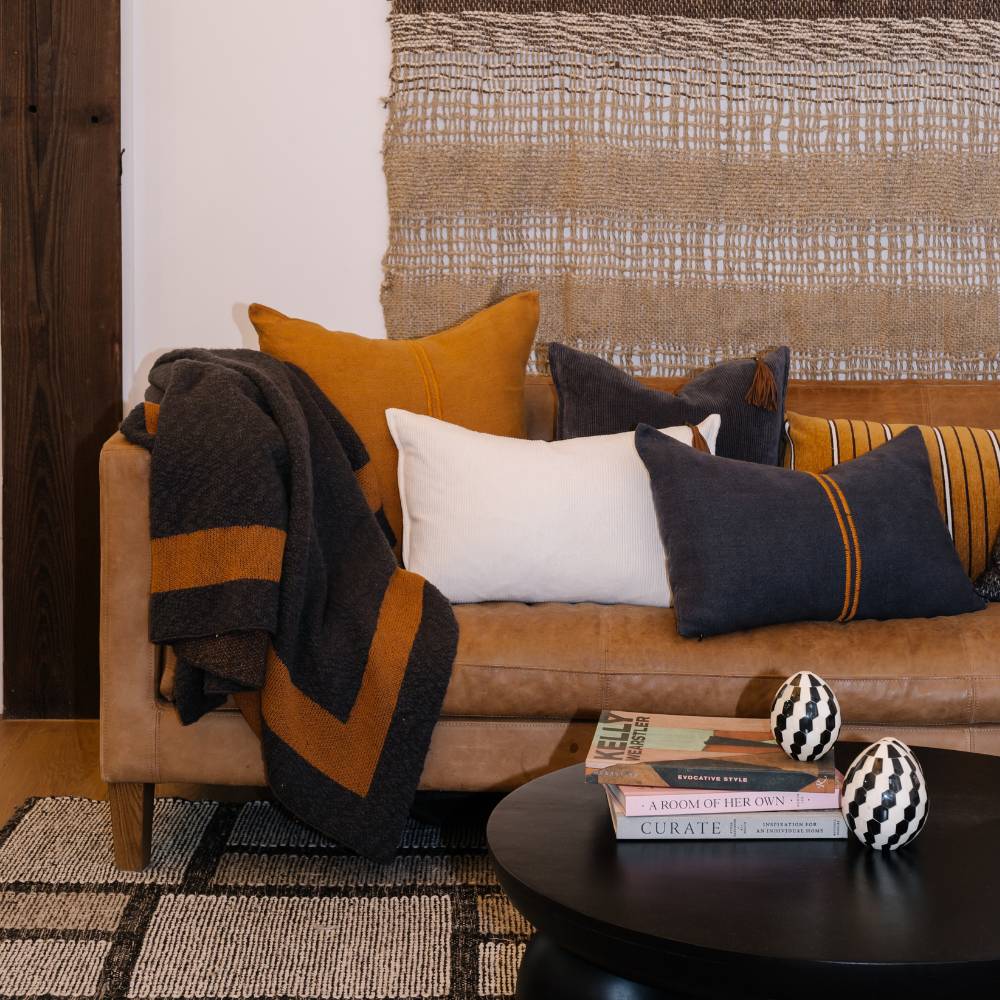 Orion Linen Cushion - Mustard/Mustard | Luxury home decor and furniture by Home Decor & Co