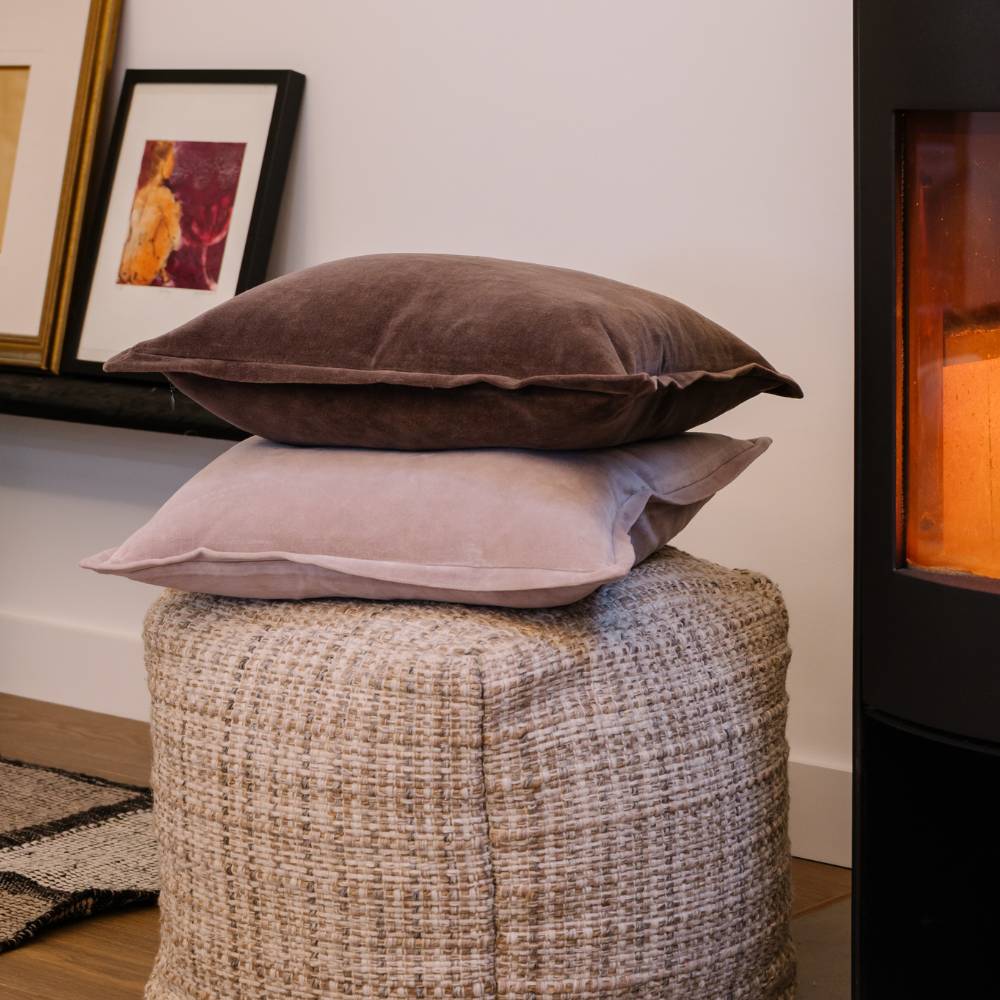 Evelyn Velvet Cushion - Mink | Luxury home decor and furniture by Home Decor & Co