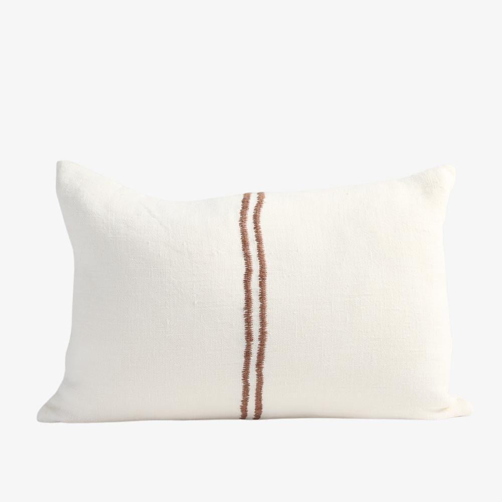 Orion Linen Cushion - Off White/Chocolate | Luxury home decor and furniture by Home Decor & Co