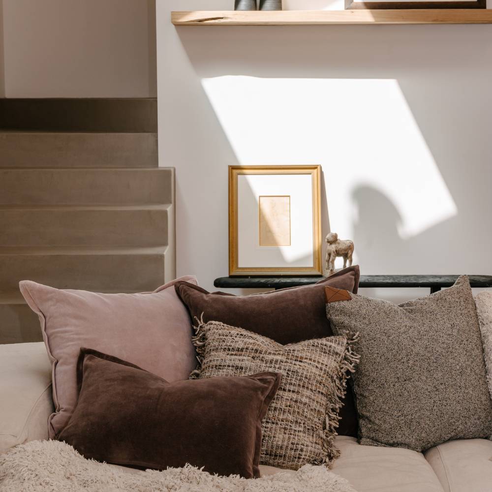 Evelyn Velvet Cushion - Mink | Luxury home decor and furniture by Home Decor & Co