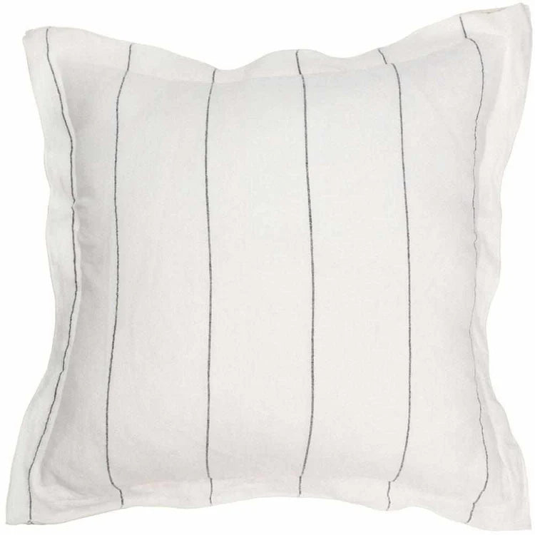 Carter Linen Cushion - Off White w' Charcoal Stripe