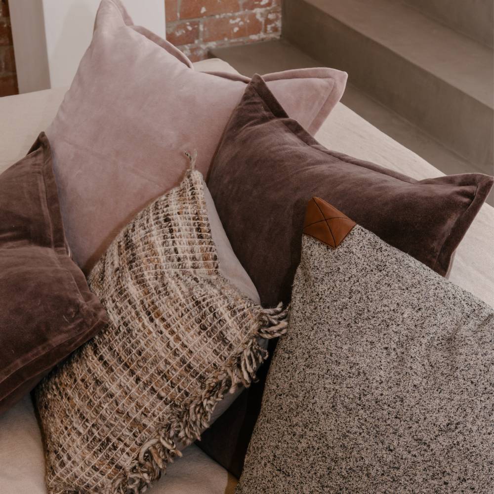 Evelyn Velvet Cushion - Mink | Luxury home decor and furniture by Home Decor & Co