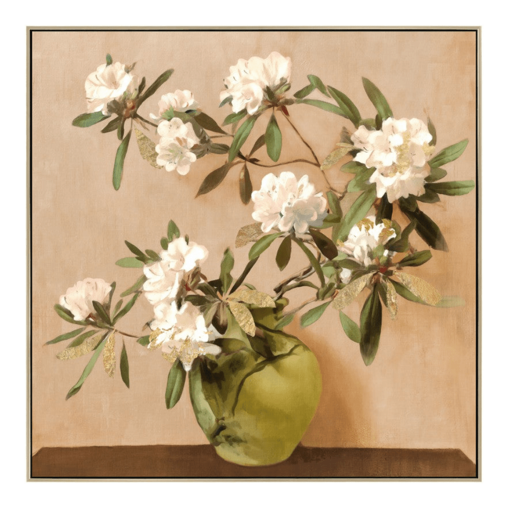 Neutral Floral Vase Framed Artwork 80cm | Luxury home decor and furniture by Home Decor & Co
