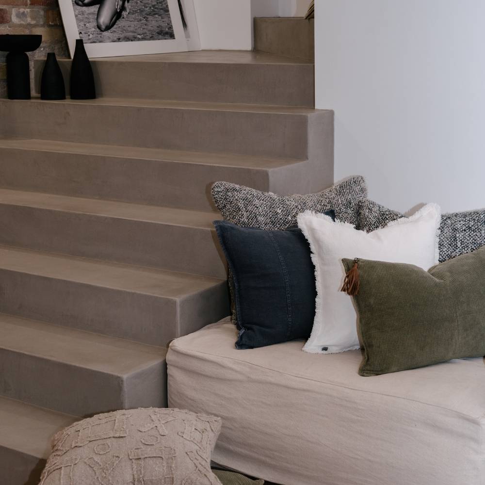 Wabi Cushion - 100% Recycled Linen, Midnight/Ivory/Natural | Luxury home decor and furniture by Home Decor & Co
