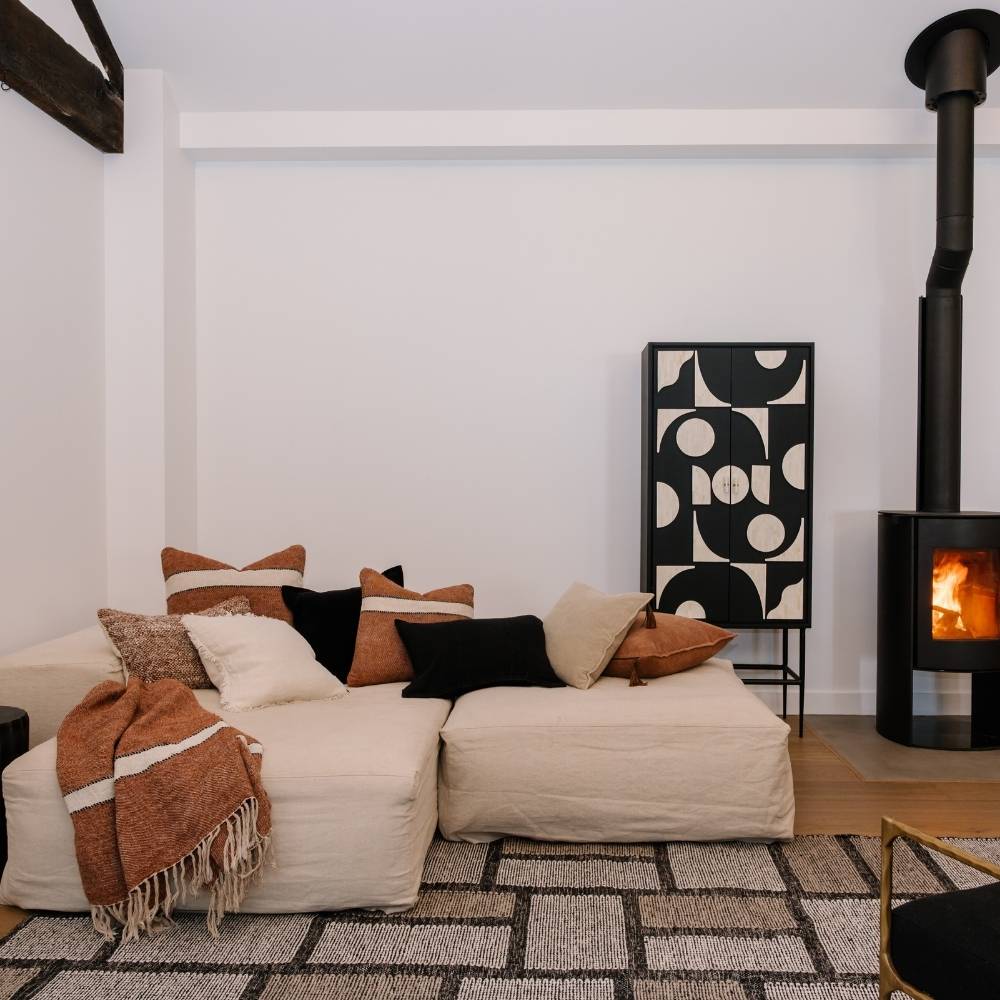 Wabi Cushion - 100% Recycled Linen, Rust/Ivory/Natural | Luxury home decor and furniture by Home Decor & Co