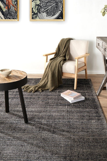 Allure Black Cotton Rayon Rug, view 2