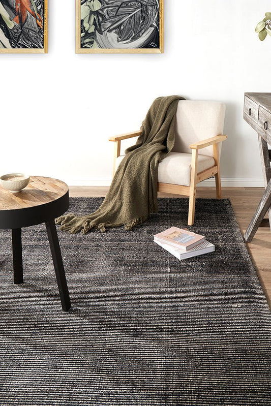 Allure Black Cotton Rayon Rug, view 2