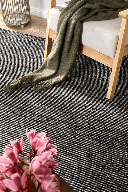 Allure Black Cotton Rayon Rug, view 3