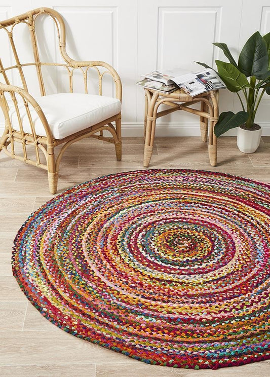 Atrium Chandra Braided Cotton Rug Multi | Luxury home decor and furniture by Home Decor & Co