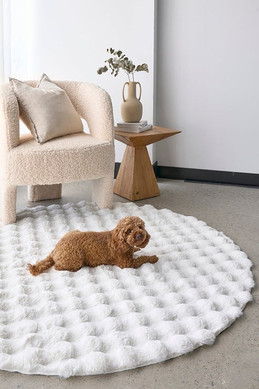 Bubble White Round - Machine Washable Rug, view 2