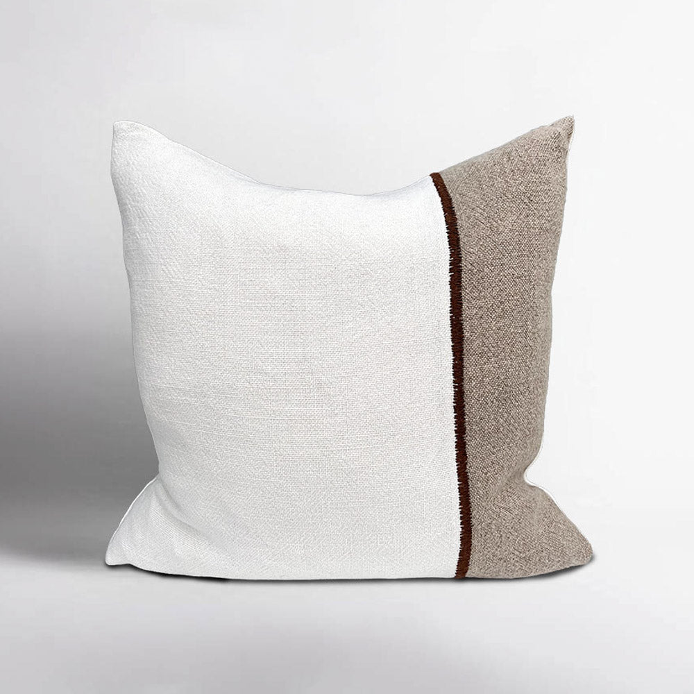 Bella Linen Cushion - Off White/Natural/Chocolate | Luxury home decor and furniture by Home Decor & Co