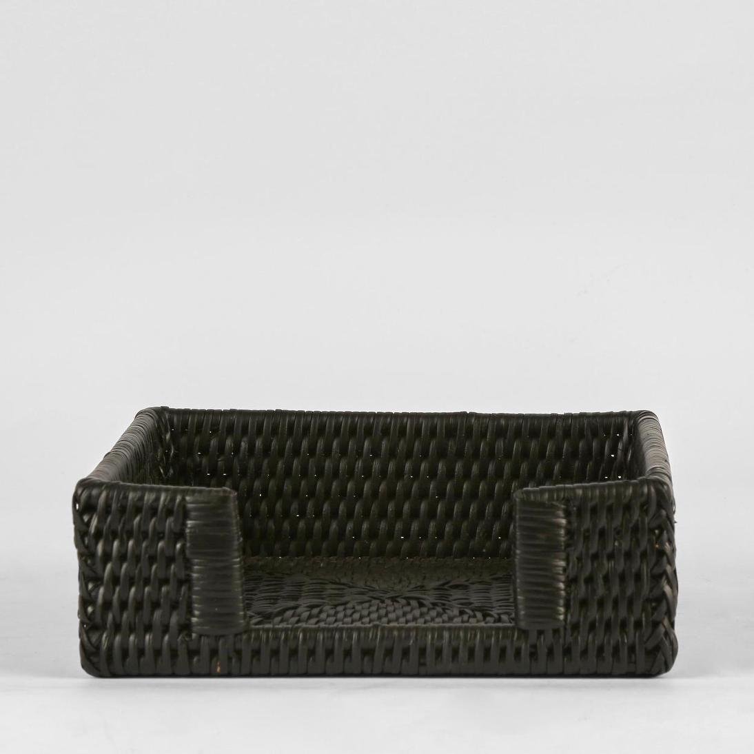 Paume Rattan Square Napkin Box Black | Luxury home decor and furniture by Home Decor & Co