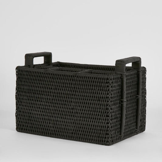 Paume Rattan Cutlery Caddy Black | Luxury home decor and furniture by Home Decor & Co
