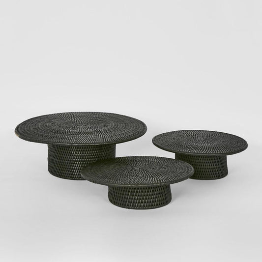 Paume Rattan Footed Stand Set 3 Black | Luxury home decor and furniture by Home Decor & Co