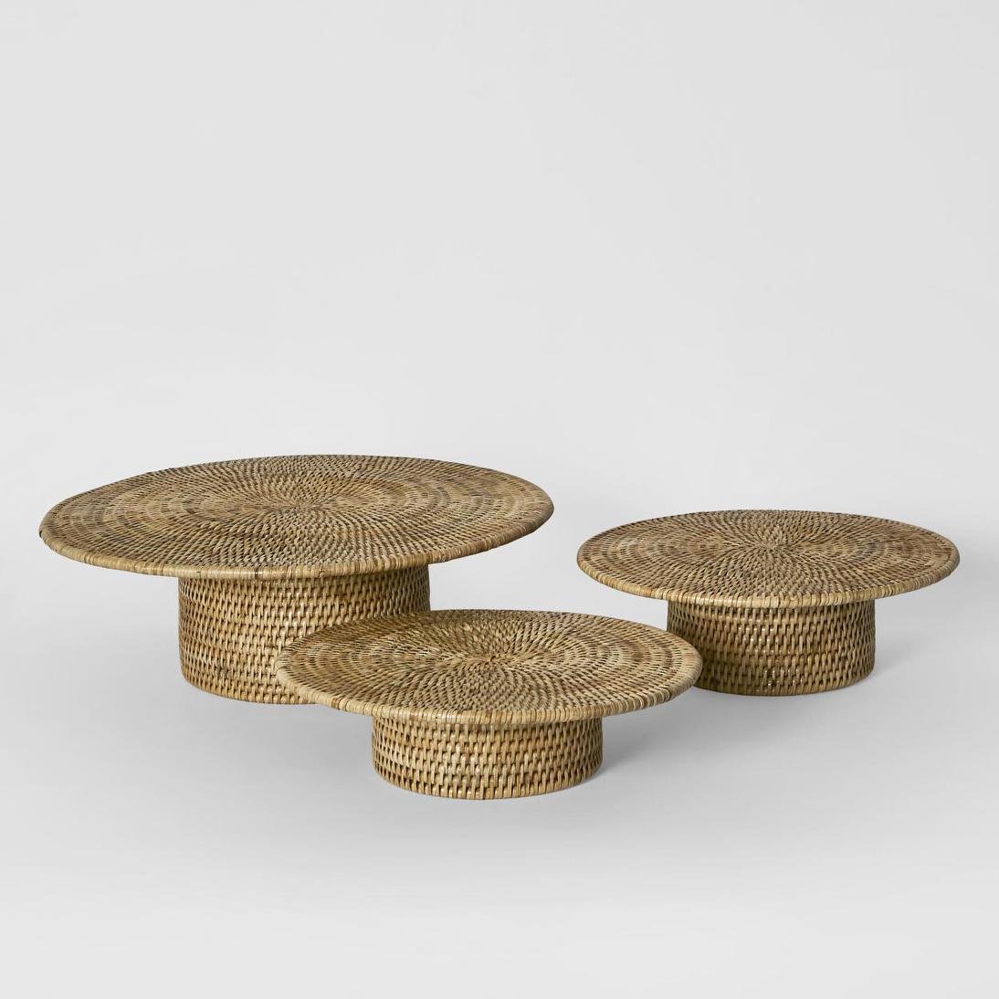 Paume Rattan Footed Stand Set 3 Natural | Luxury home decor and furniture by Home Decor & Co