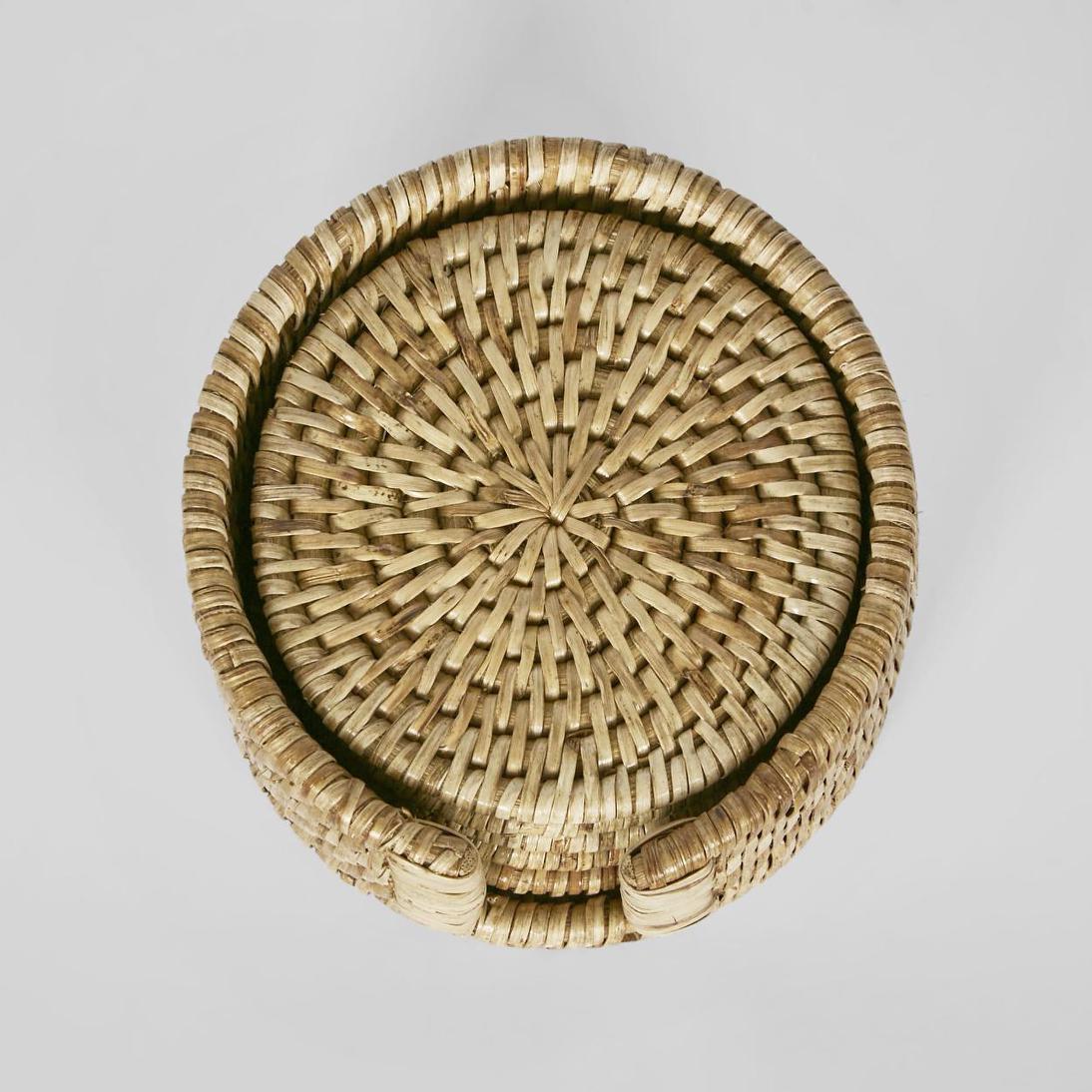 Paume Rattan Round Coaster Set 6 Natural | Luxury home decor and furniture by Home Decor & Co