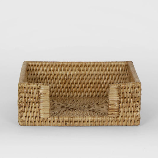 Paume Rattan Square Napkin Box Natural | Luxury home decor and furniture by Home Decor & Co