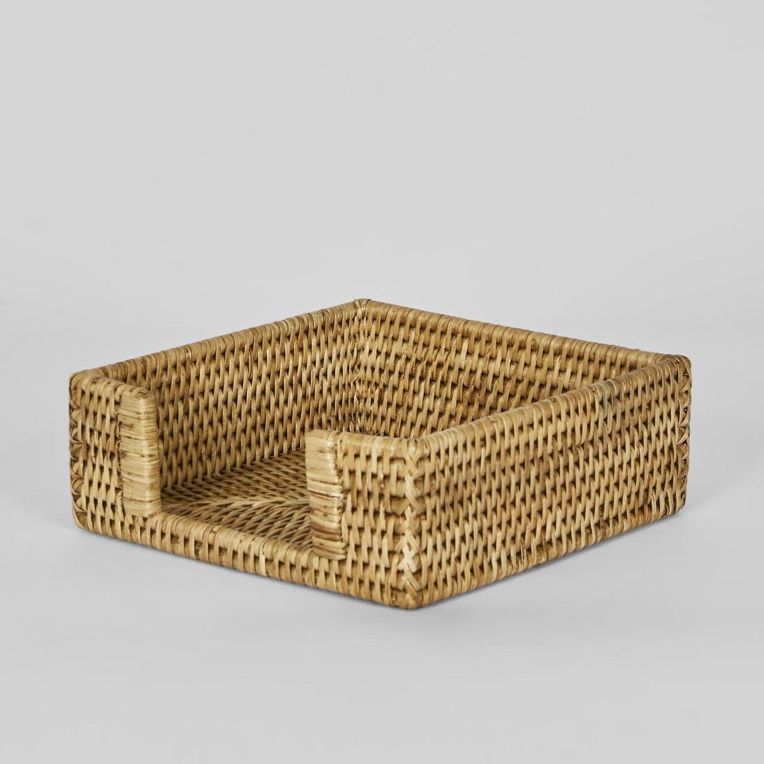 Paume Rattan Square Napkin Box Natural | Luxury home decor and furniture by Home Decor & Co
