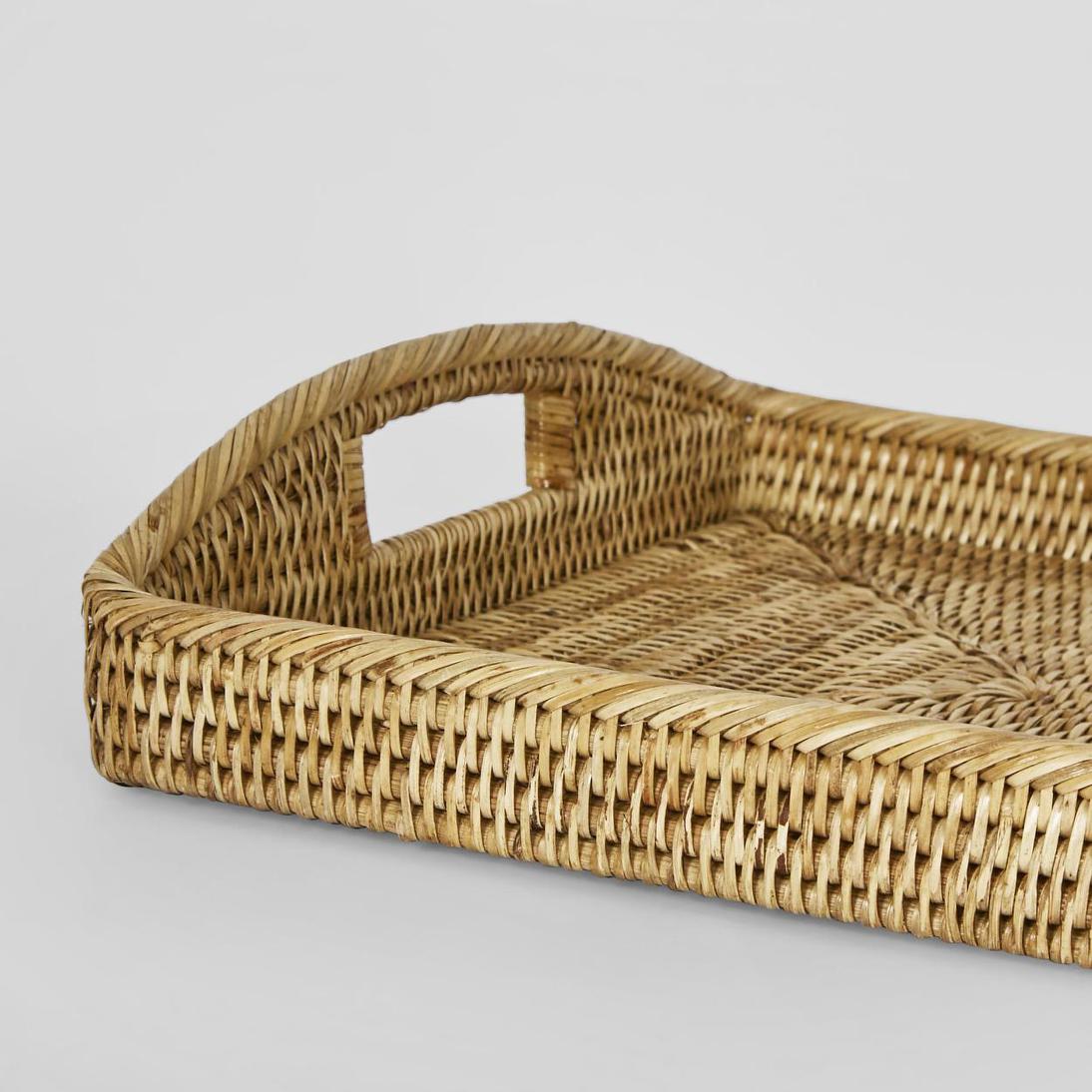 Paume Rattan Rectangle Tray Set 2 Natural | Luxury home decor and furniture by Home Decor & Co