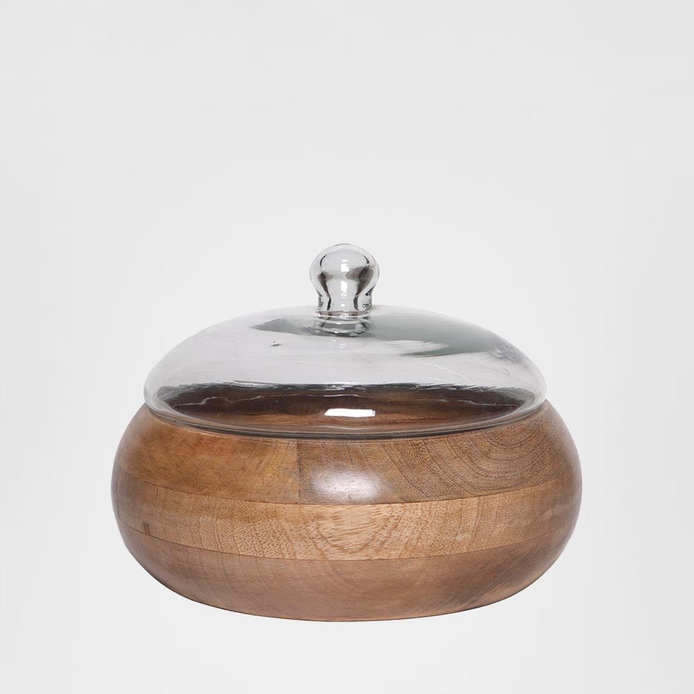 Wood Bowl With Glass Lid SML | Luxury home decor and furniture by Home Decor & Co