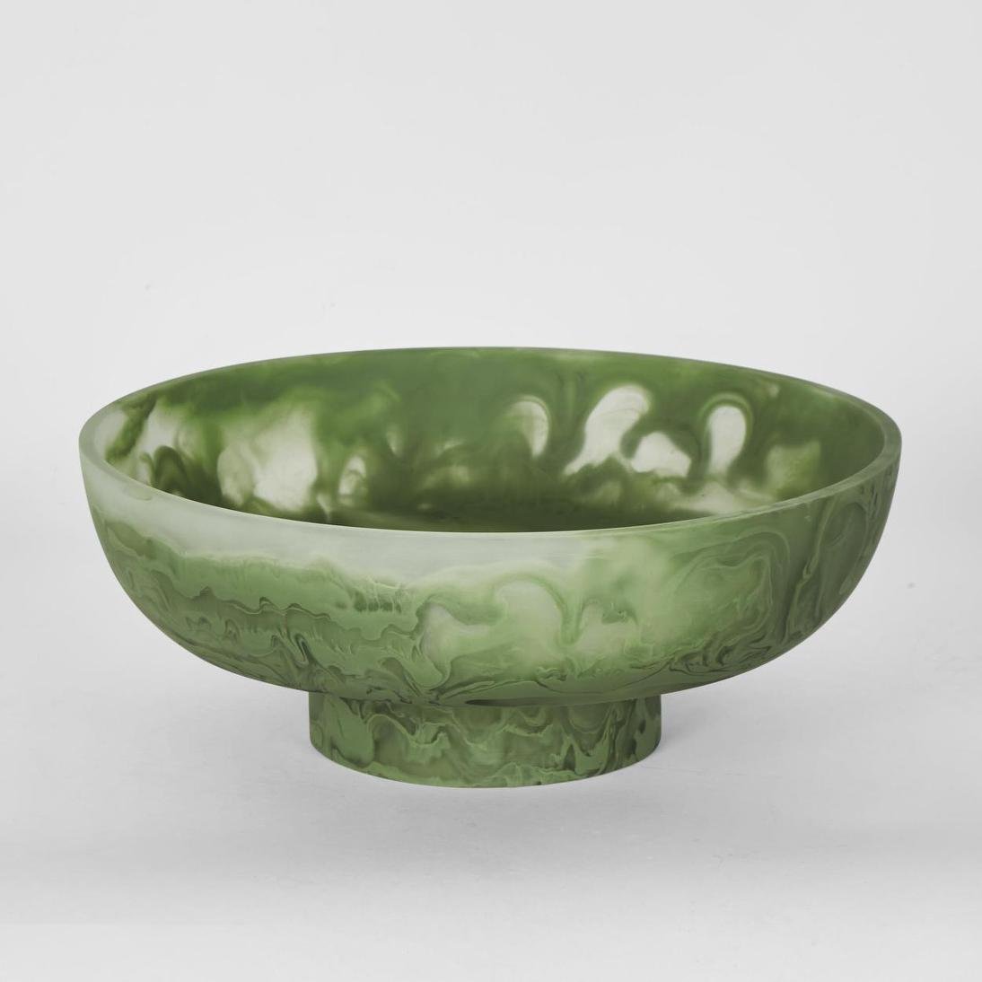 IDRA Swirl Resin Serving Bowl on Stand Green | Luxury home decor and furniture by Home Decor & Co