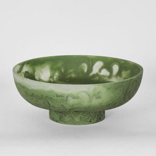 IDRA Swirl Resin Serving Bowl on Stand Green | Luxury home decor and furniture by Home Decor & Co