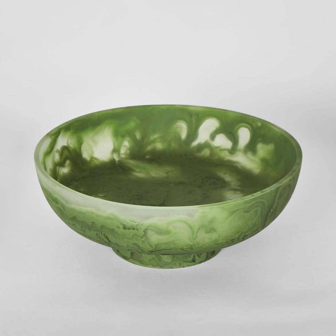 IDRA Swirl Resin Serving Bowl on Stand Green | Luxury home decor and furniture by Home Decor & Co