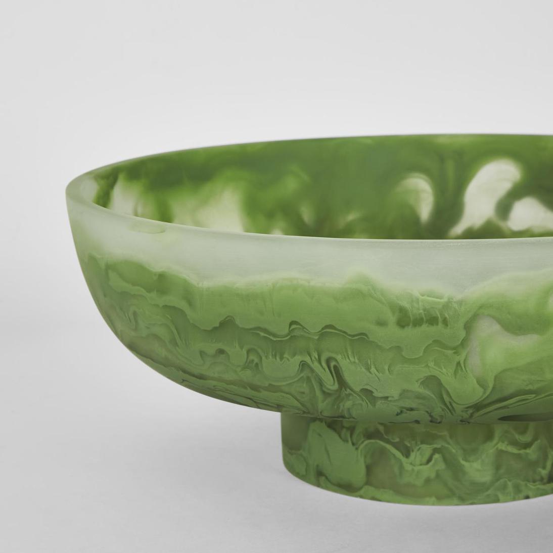 IDRA Swirl Resin Serving Bowl on Stand Green | Luxury home decor and furniture by Home Decor & Co
