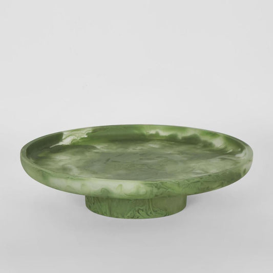 CARSON Resin Serving Platter Round on Stand Green | Luxury home decor and furniture by Home Decor & Co