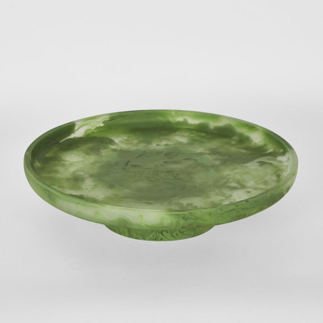 CARSON Resin Serving Platter Round on Stand Green | Luxury home decor and furniture by Home Decor & Co