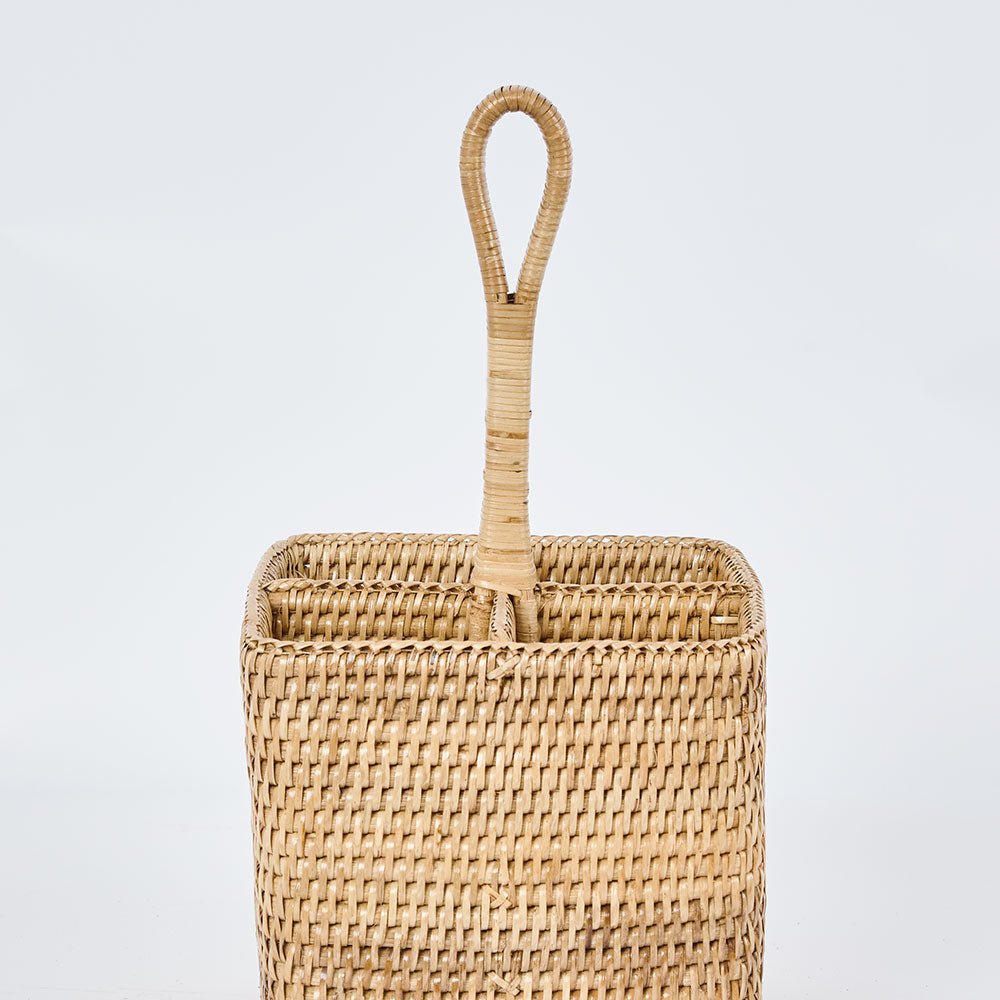 Paume Rattan Cutlery Tall Caddy Natural | Luxury home decor and furniture by Home Decor & Co