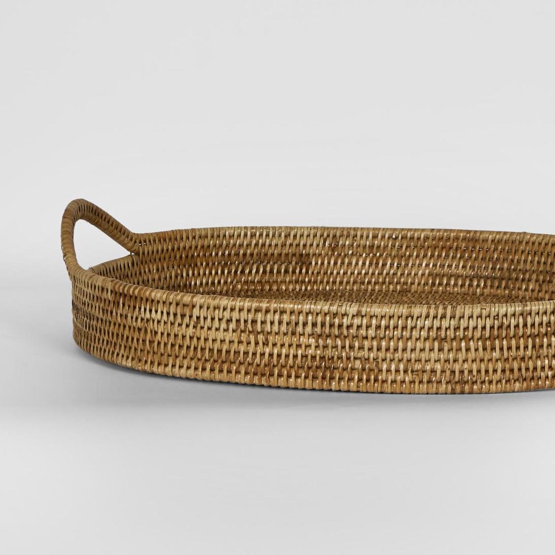 Paume Rattan Oval Serving Tray with Handles Natural | Luxury home decor and furniture by Home Decor & Co