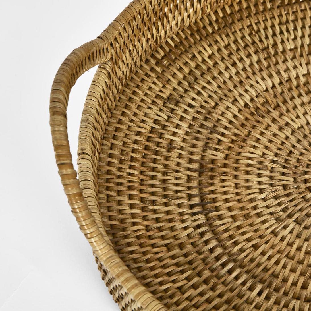 Paume Rattan Oval Serving Tray with Handles Natural | Luxury home decor and furniture by Home Decor & Co