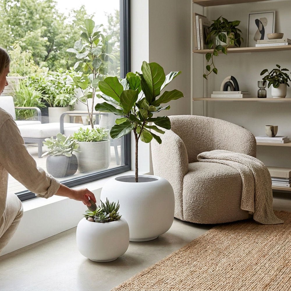 Sphere Planter Set of 2 White | Luxury home decor and furniture by Home Decor & Co
