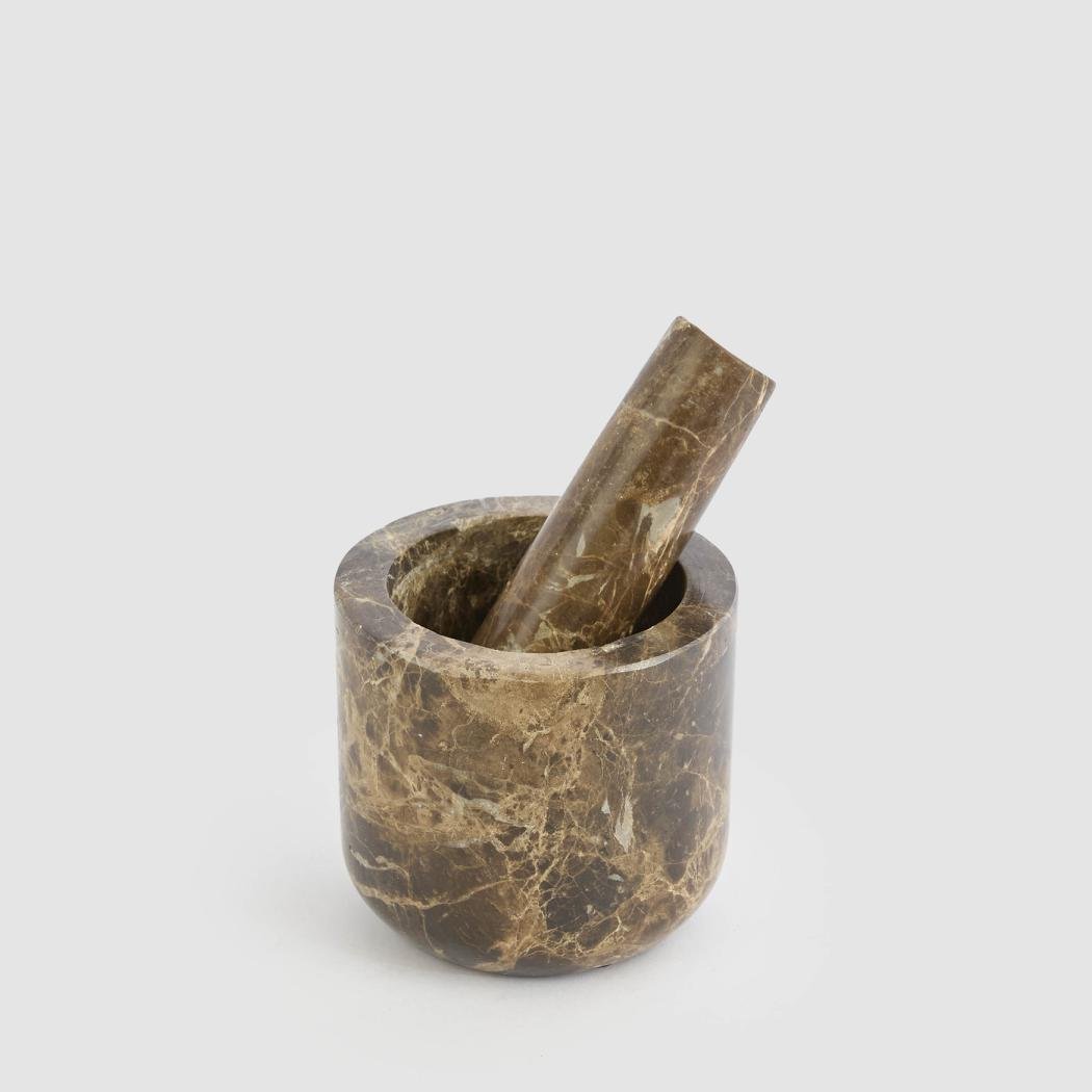 Oro Mortar & Pestle Dark Emperador Marble | Luxury home decor and furniture by Home Decor & Co