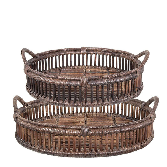 Trays Rattan Set of 2 Bahama Brown | Luxury home decor and furniture by Home Decor & Co