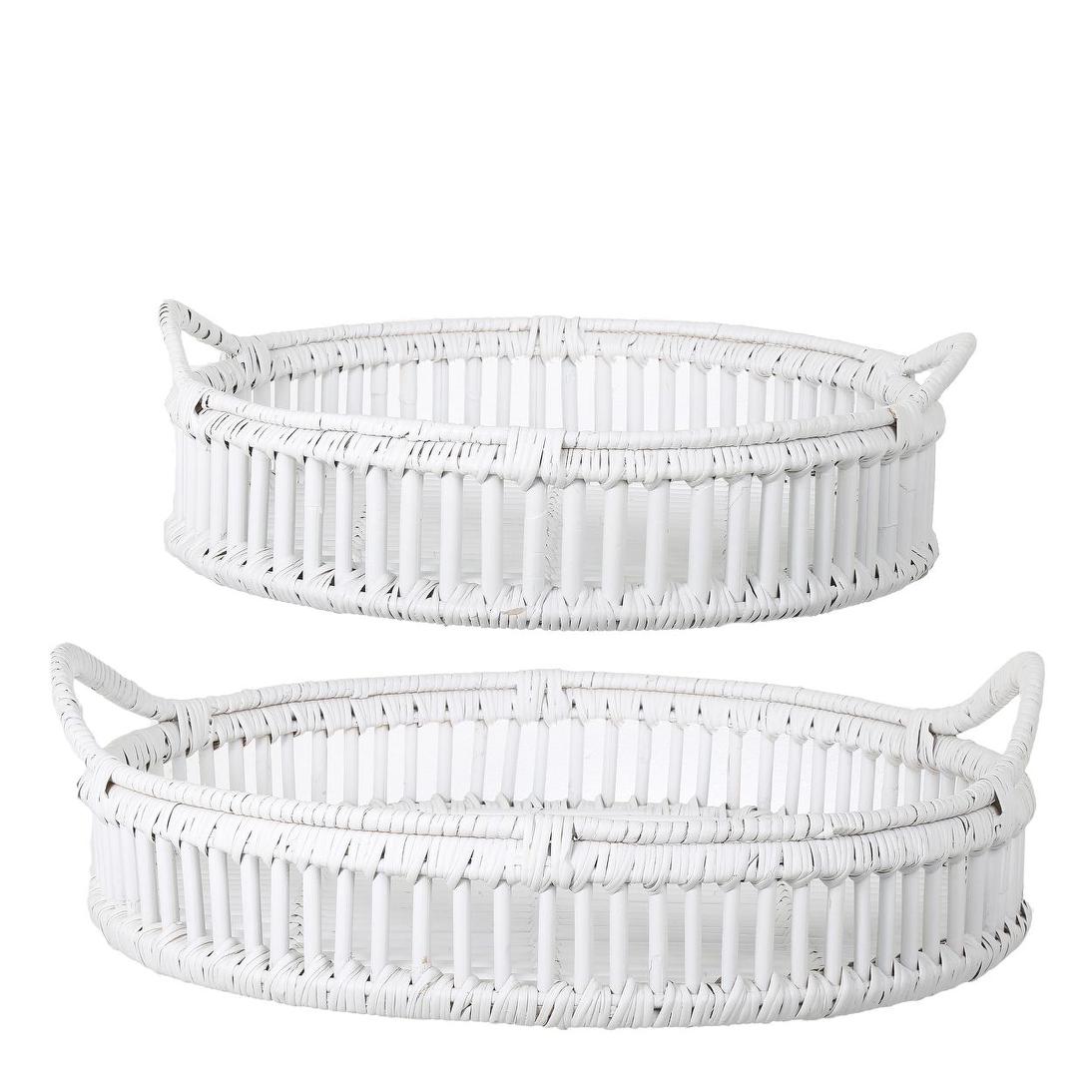 Trays Rattan Set of 2 Bahama White | Luxury home decor and furniture by Home Decor & Co