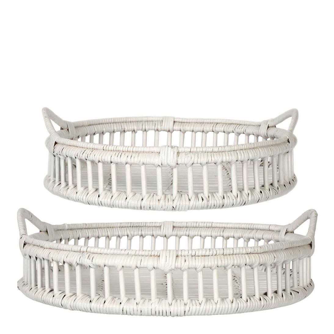 Trays Rattan Set of 2 Bahama White | Luxury home decor and furniture by Home Decor & Co