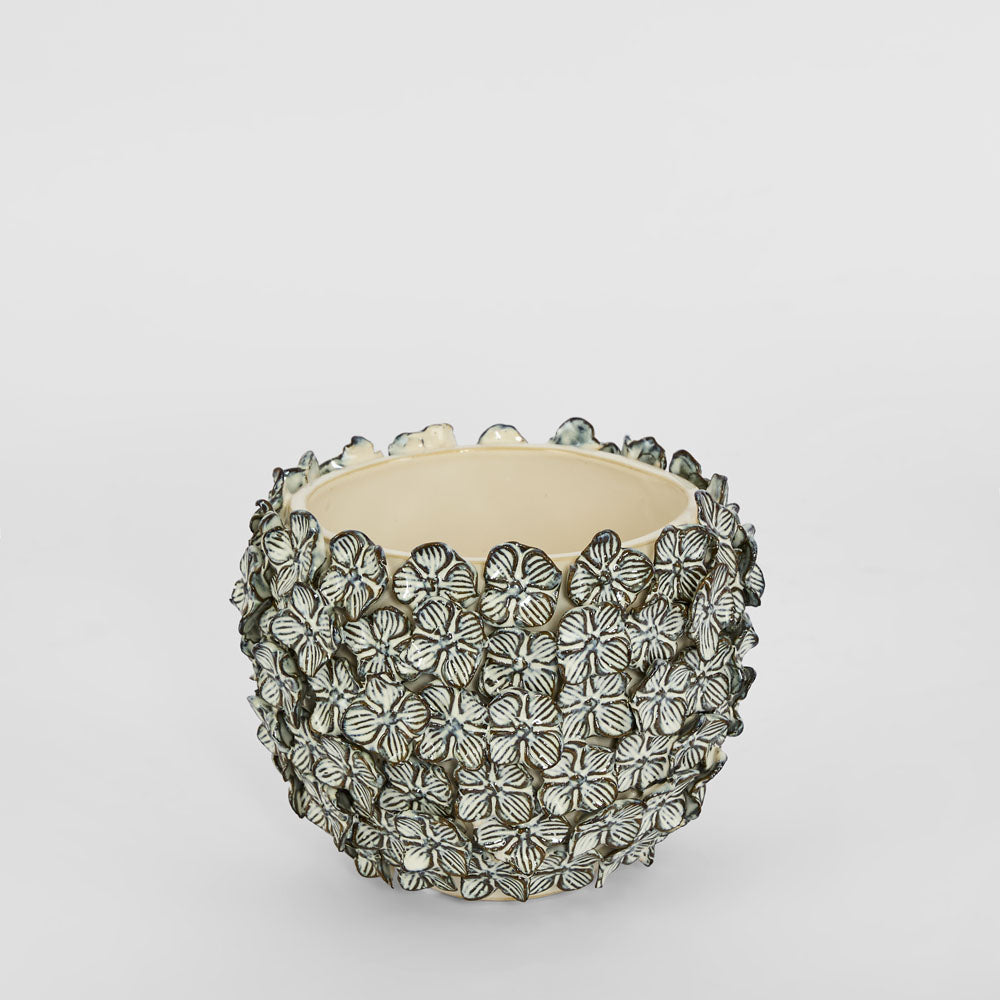 Bloom Vase Short Blue & White