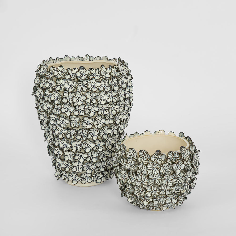 Bloom Vase Short Blue & White
