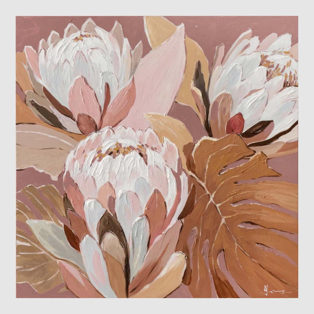 Blush Protea Wall Art 102.5x102.5cm | Luxury home decor and furniture by Home Decor & Co
