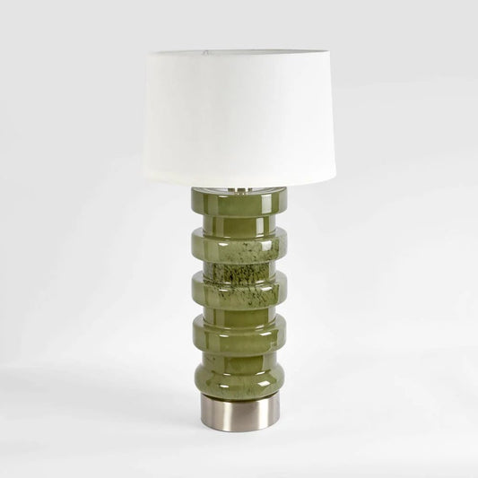 Remy Green Glass Table Lamp & White Shade | Luxury home decor and furniture by Home Decor & Co
