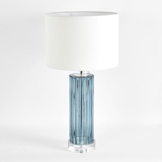 Serento Blue Glass Table Lamp & White Shade | Luxury home decor and furniture by Home Decor & Co