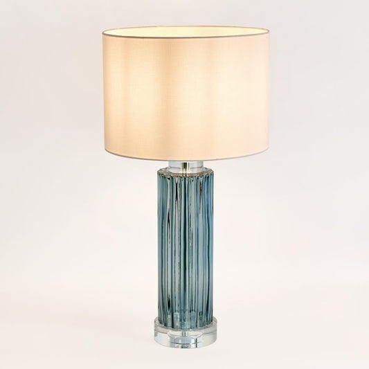 Serento Blue Glass Table Lamp & White Shade, view 2