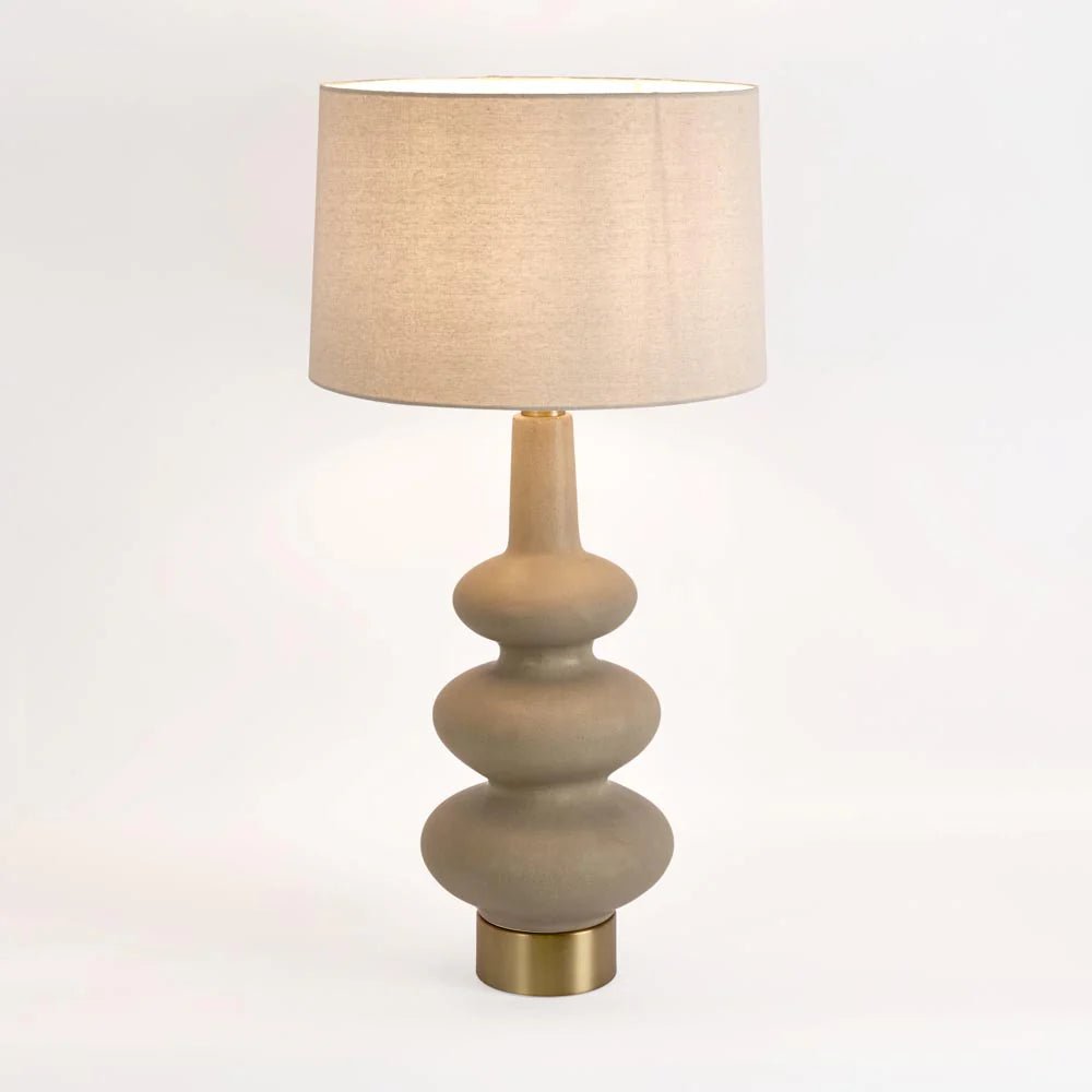 Linden Sandstone Table Lamp & Linen Shade | Luxury home decor and furniture by Home Decor & Co