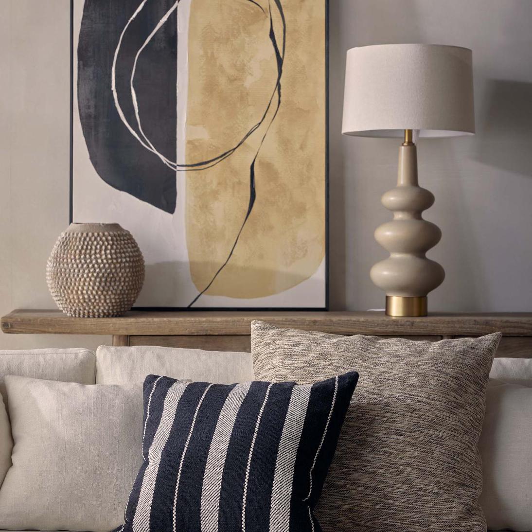Linden Sandstone Table Lamp & Linen Shade | Luxury home decor and furniture by Home Decor & Co